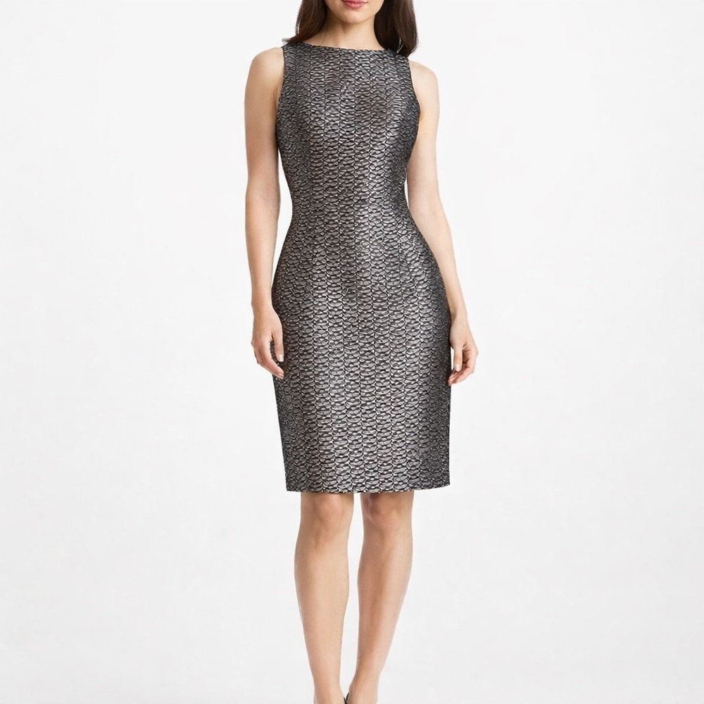 CARMEN MARC VALVO Brocade Sheath Dress Sleeveless Cocktail Party